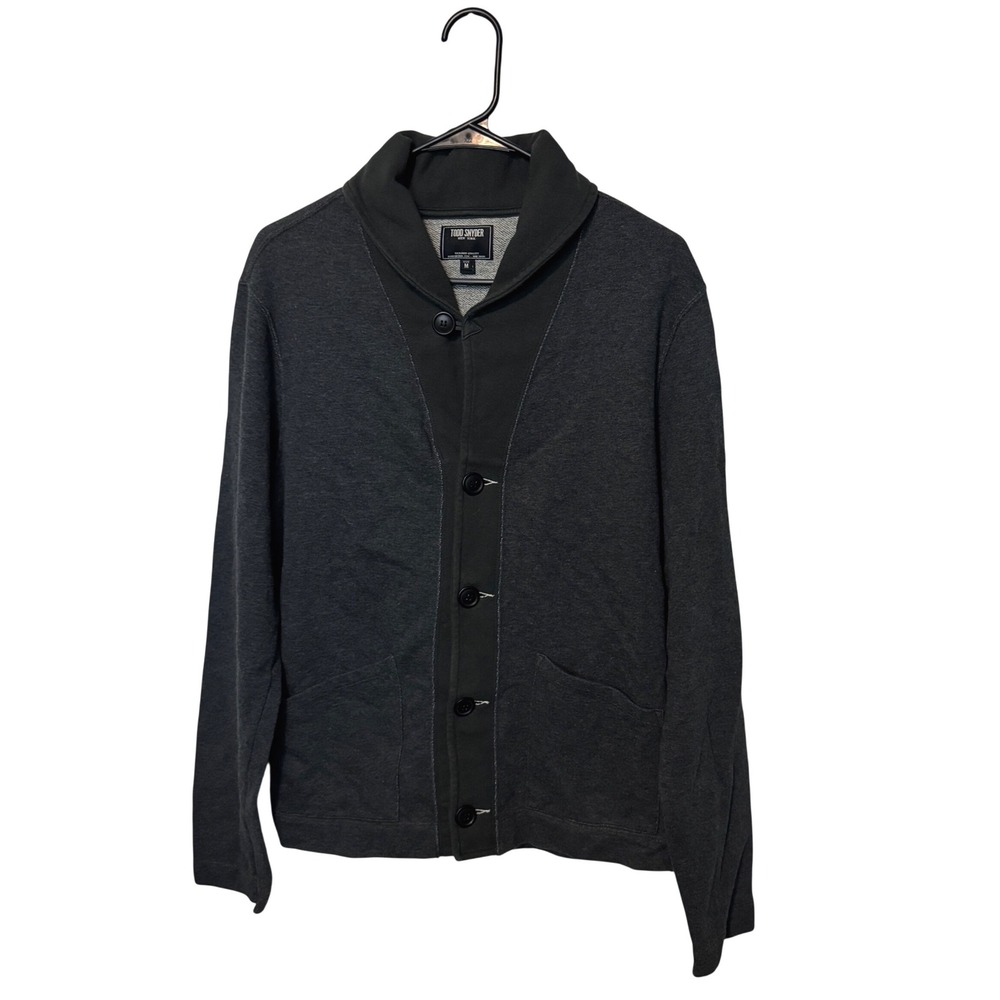Todd Snyder Cardigan Sweater Mens Medium Gray Shawl Collar Cotton Made in Canada